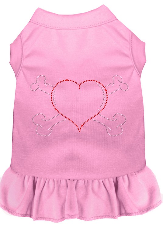 Rhinestone Heart and crossbones Dress Light Pink XL